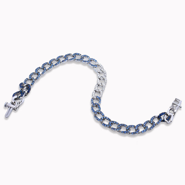 Pavé Rainbow Sapphire Cuban Link Chain Bracelet