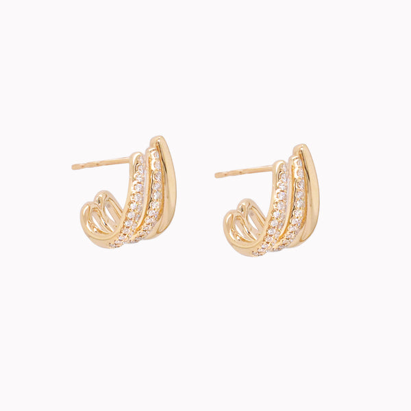 Pave Claw Shape Earring, Hook Stud Earring, Pave Earring, Claw