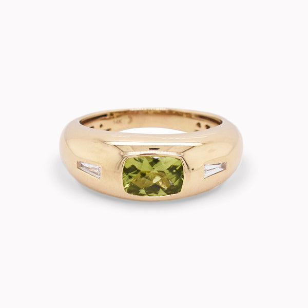 Peridot & Diamond Dome Ring