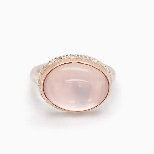 Rose Quartz Cabochon Bezel Statement Ring