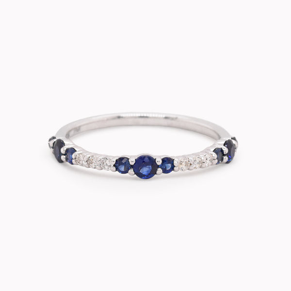 White Gold Trio Sapphire & Diamond Cluster Ring