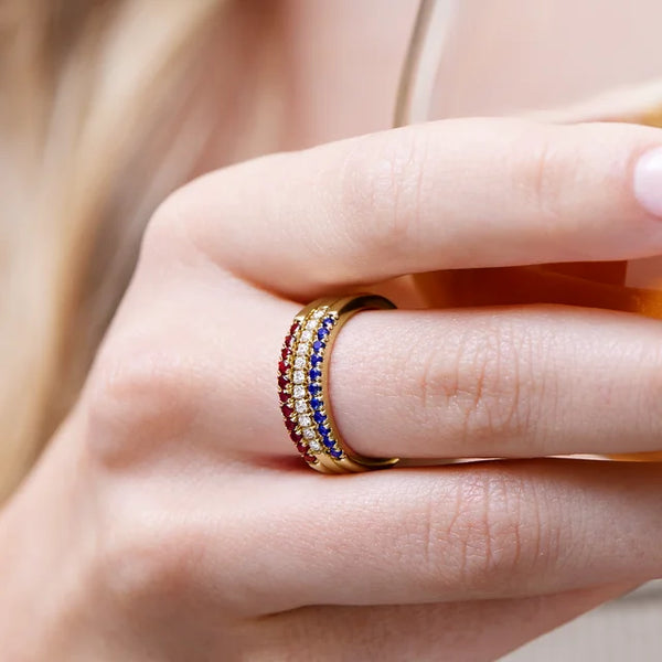 Silver Blue Topaz Stack Ring