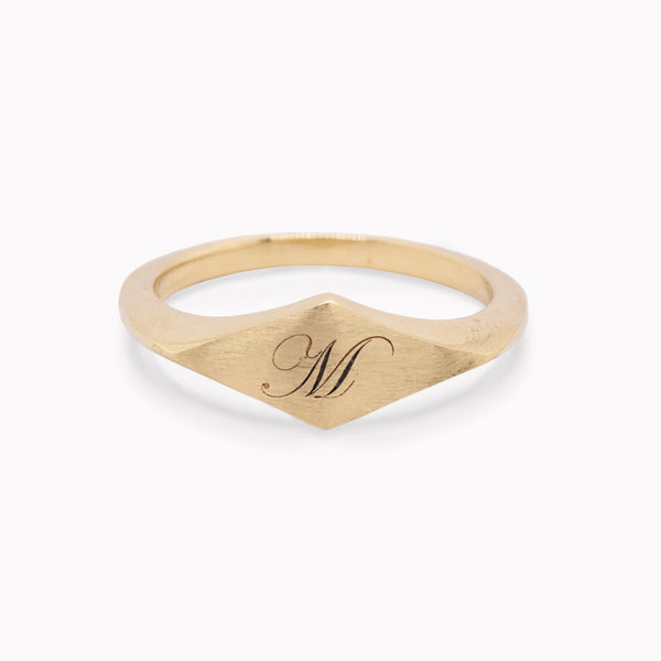 Geometric Engravable Signet Ring