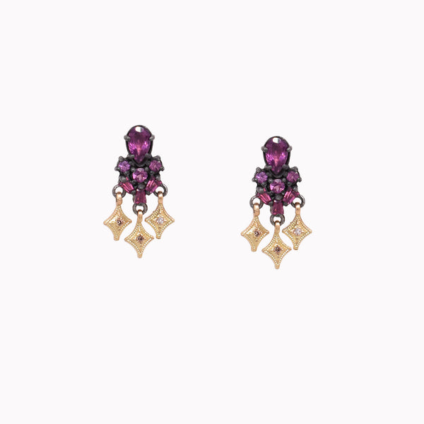 Purple Garnet Crivelli Charm Earrings