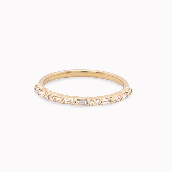 Petite Baguette & Round Diamond Stack Ring