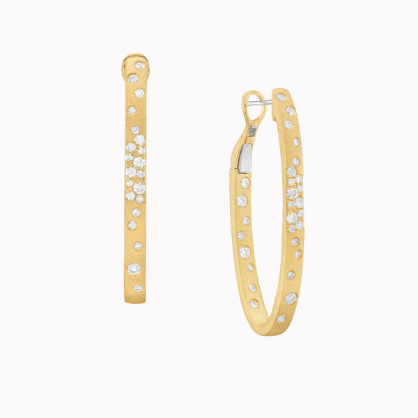 Oval Diamond Galaxy Hoops