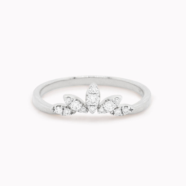 White Gold Diamond Petal Ring