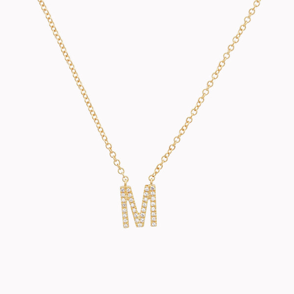 Pavé Diamond Letter "M" Initial Necklace