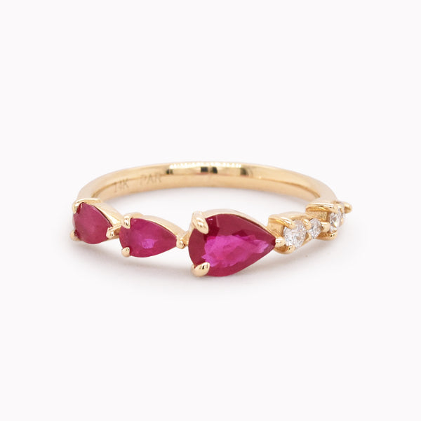 Pear Cut Ruby & Diamond Ring