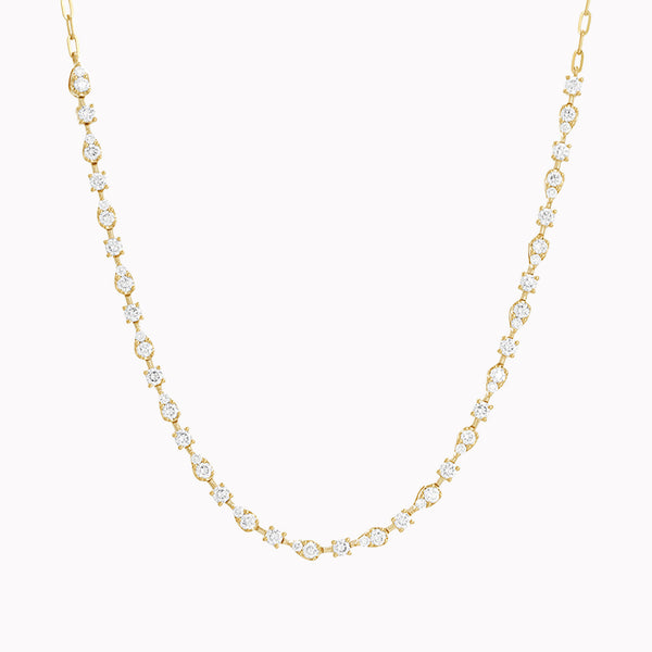 Alternating Diamond Station Paperclip Chain Necklace