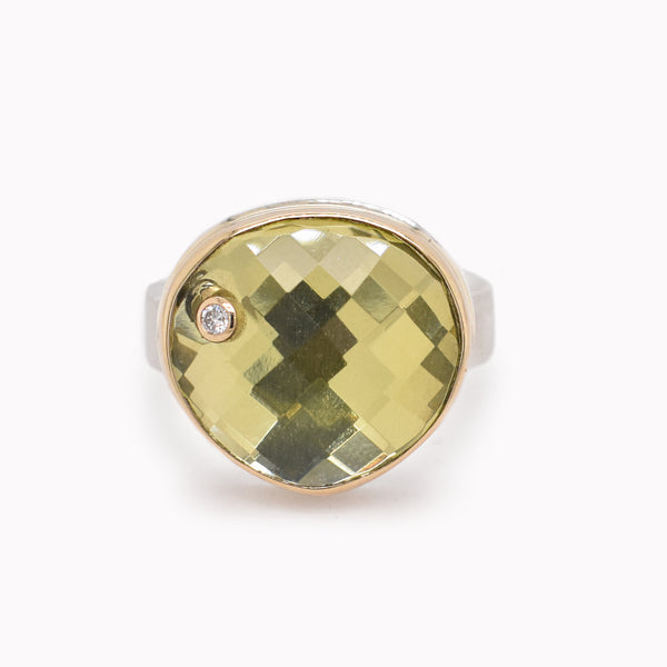 Asymmetrical Lemon Quartz Statement Ring