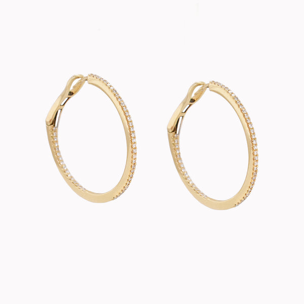 Thin Diamond Echo 27mm Hoop Earrings