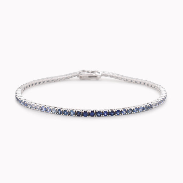 White Gold Blue Sapphire Tennis Bracelet 4.8ct