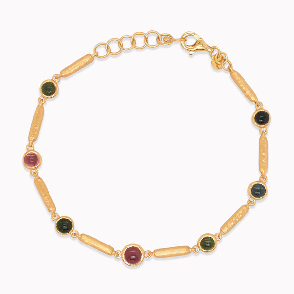 Cabochon & Gold Bead Bracelet