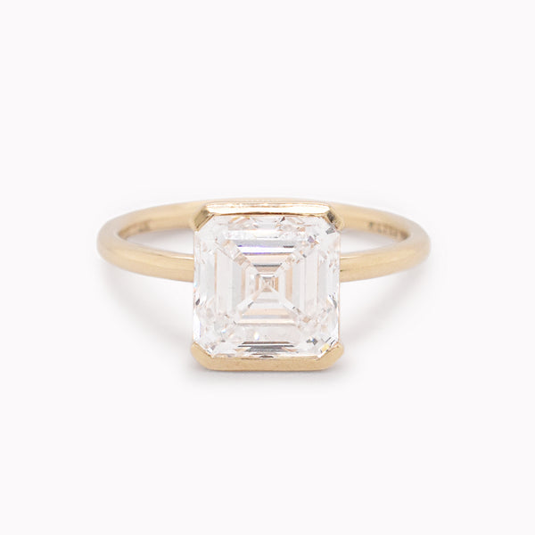 Claire 3.07ct Half Bezel Asscher Lab Grown Diamond Engagement Ring