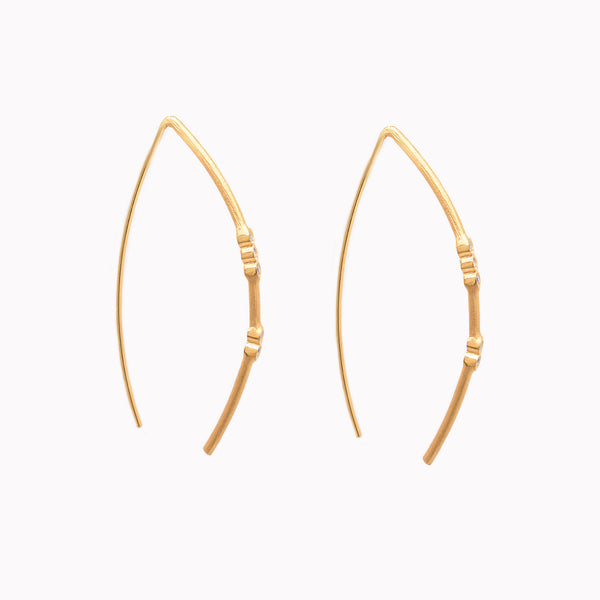 Curved Diamond Thread-Thru Earrings