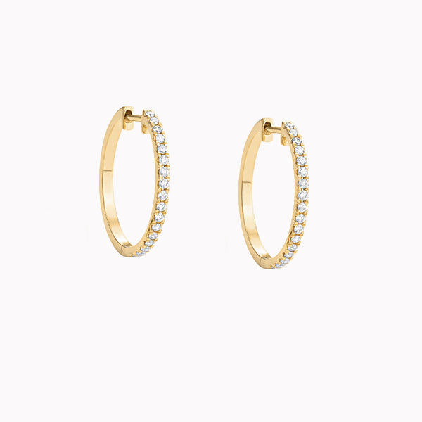 Half Eternity Diamond 20mm Hoop Earrings