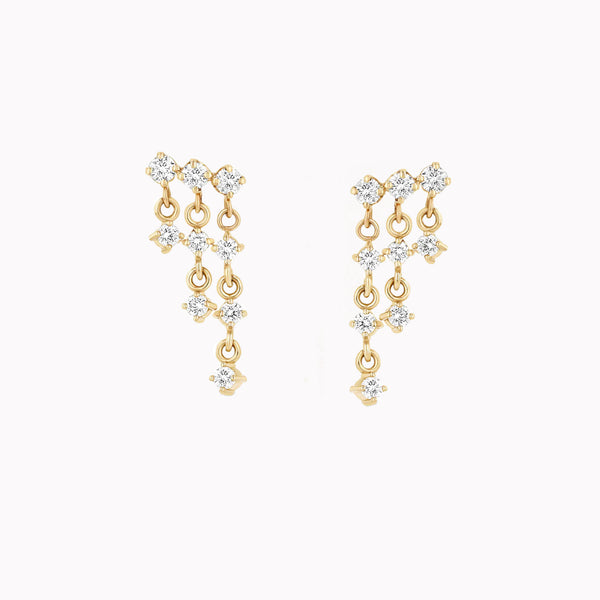 Linked Prong Diamond Waterfall Earrings