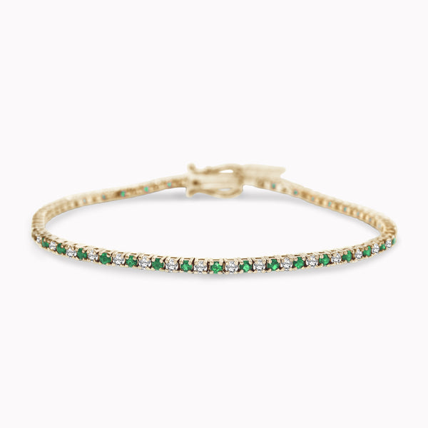 Alternating Diamond & Emerald Tennis Bracelet