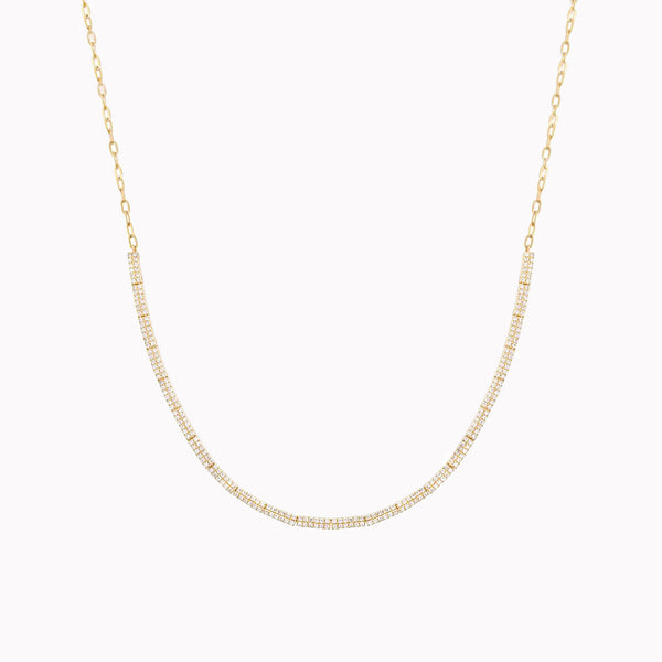 Flat Pavé Diamond Segement Chain Choker Necklace