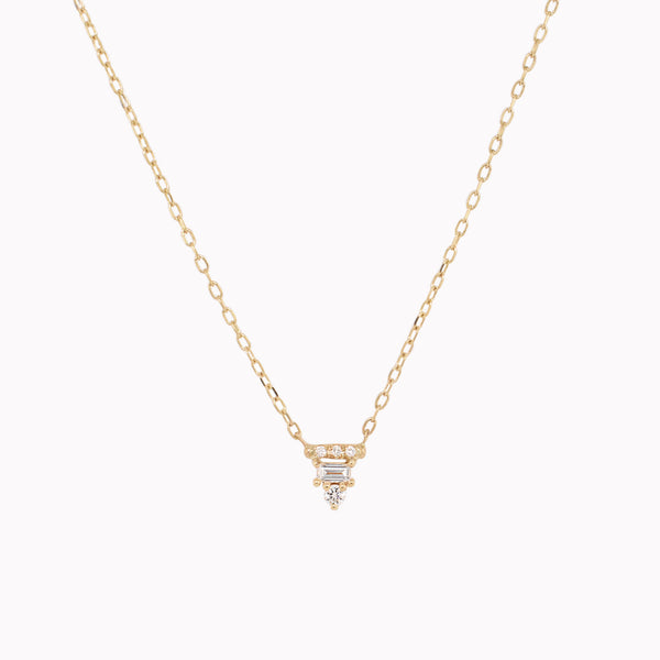 Geometric Diamond Baguette Bar Necklace