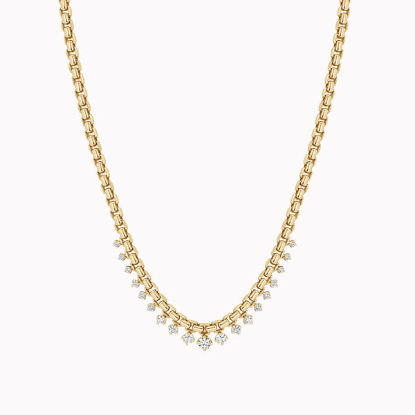 Graduated Prong Box Chain Necklace