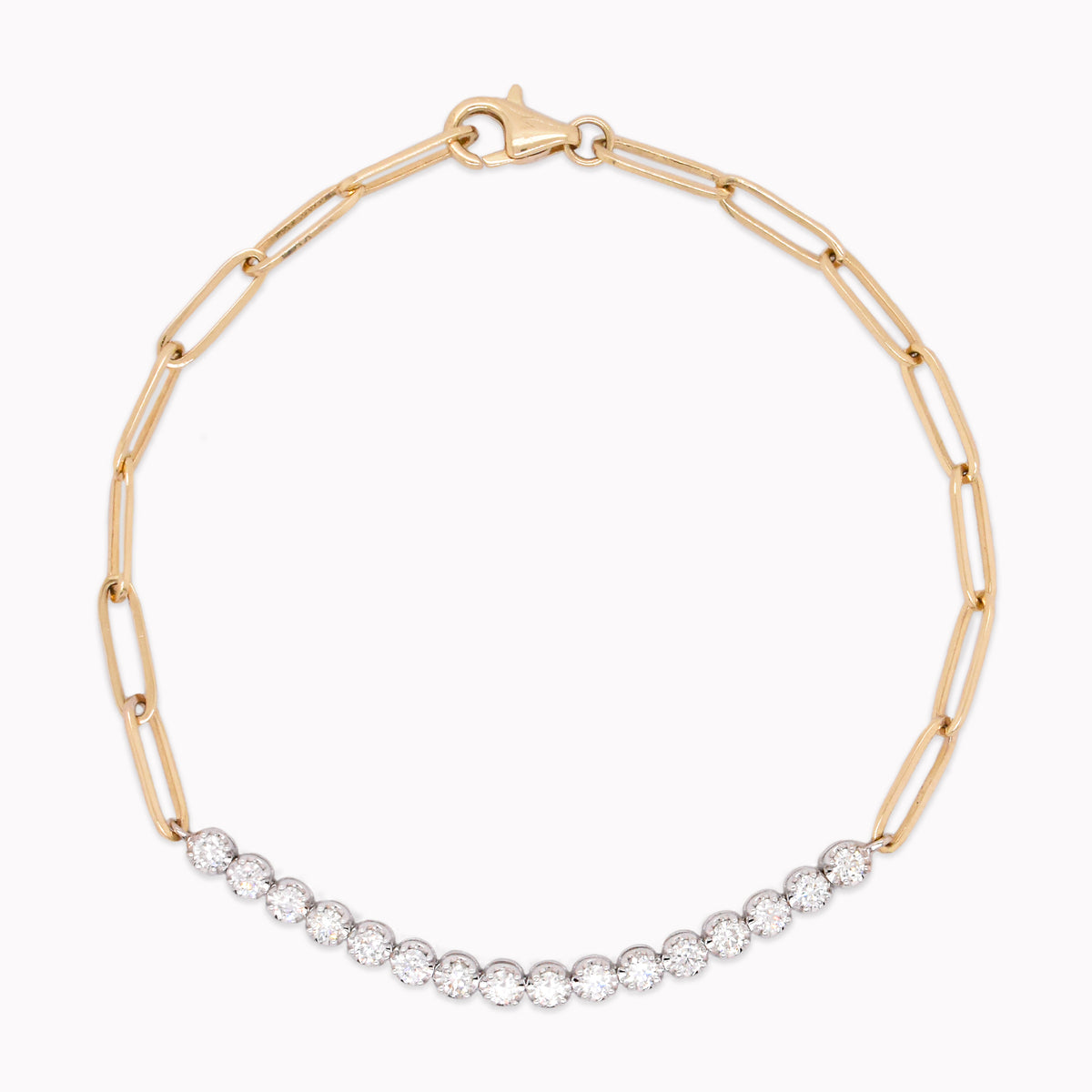 14K Gold Half Chain Tennis Diamond Bracelet