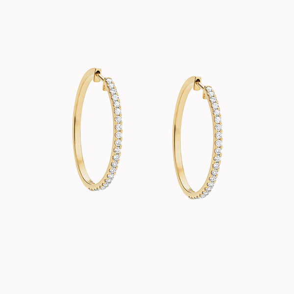 Half Eternity Diamond 28mm Hoop Earrings