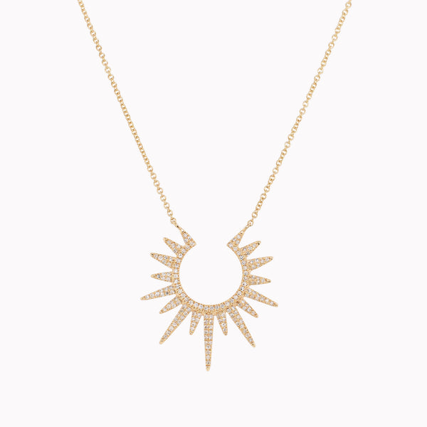 Large Sunburst Diamond Pendant Necklace