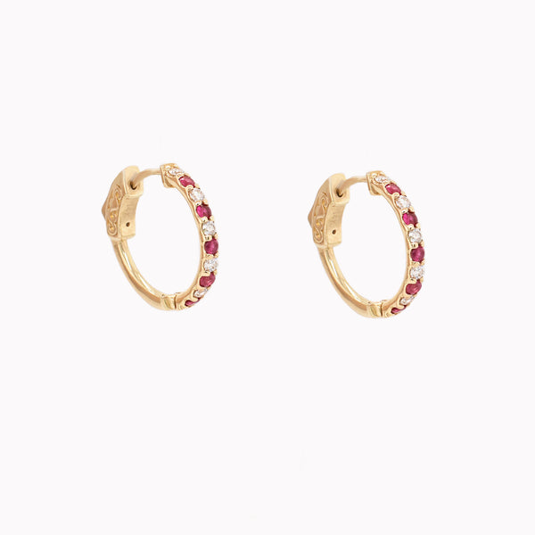 Ruby & Diamond Hoop Earrings
