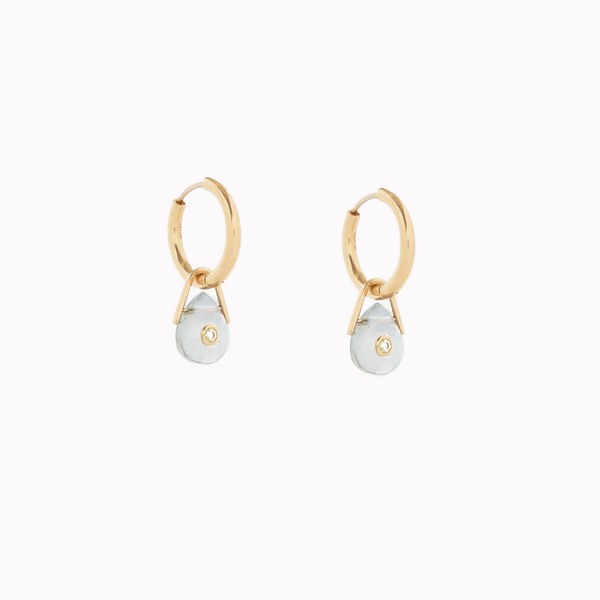 Orso Creole Aquamarine Huggie Charm Earrings