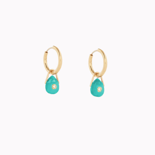 Orso Creole Turquoise Huggie Charm Earrings