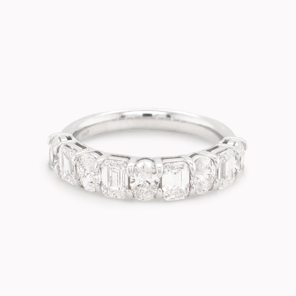 Half Eternity Oval & Emerald-Cut Diamond Band