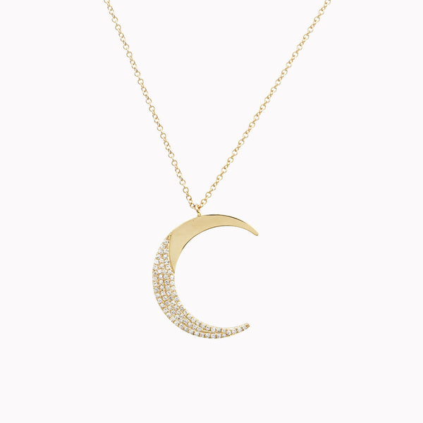 Pavé Diamond Crescent Moon Pendant Necklace