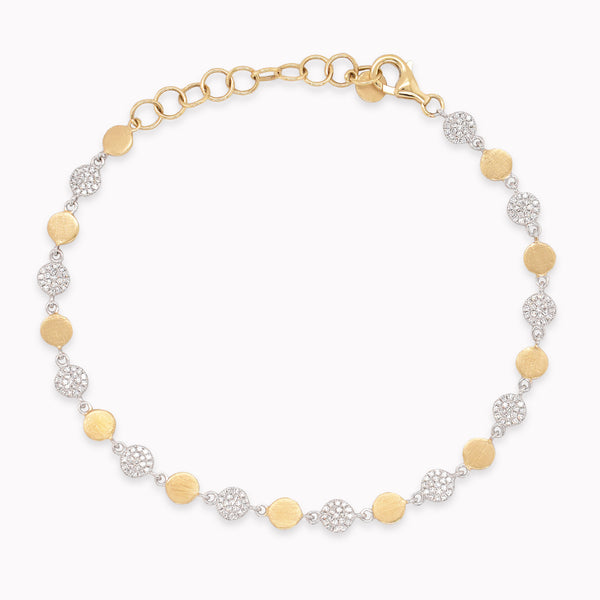 Pavé Diamond & Gold Disc Bracelet