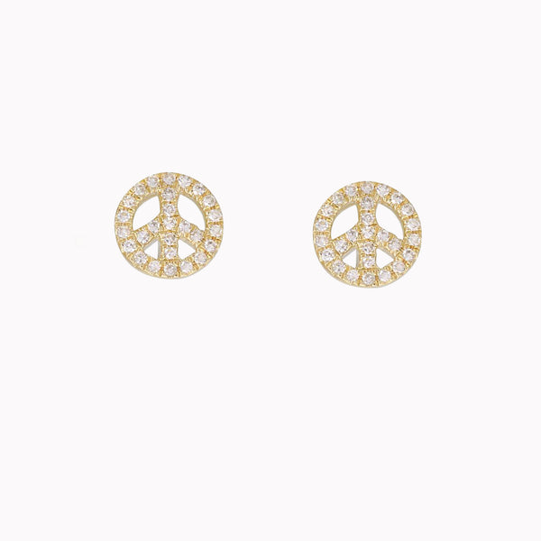 Diamond Peace Sign Studs