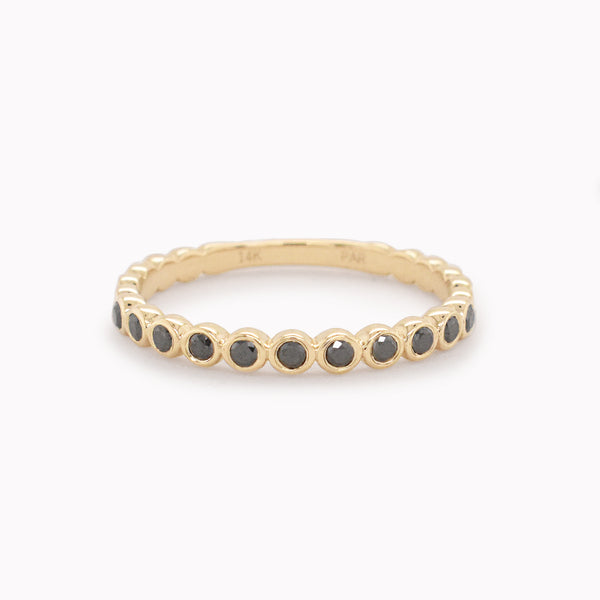 Round Black Diamond Bezel Half Eternity Ring