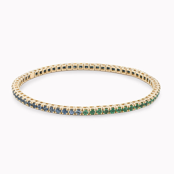 Blue Sapphire & Emerald Stretch Tennis Bracelet 2.5ct