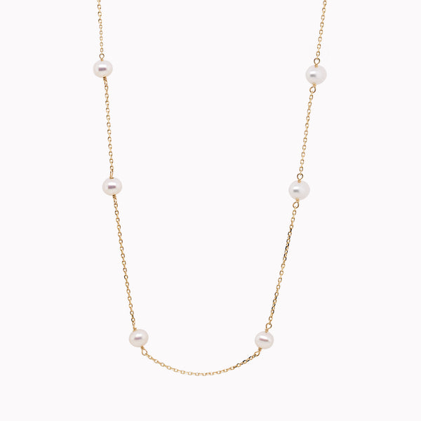 Stationary Pearls Chain Necklace