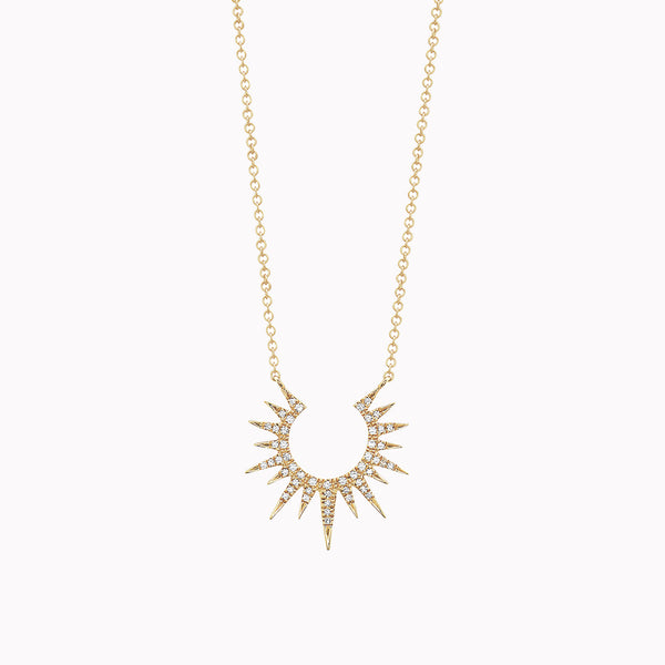 Small Sunburst Diamond Pendant Necklace