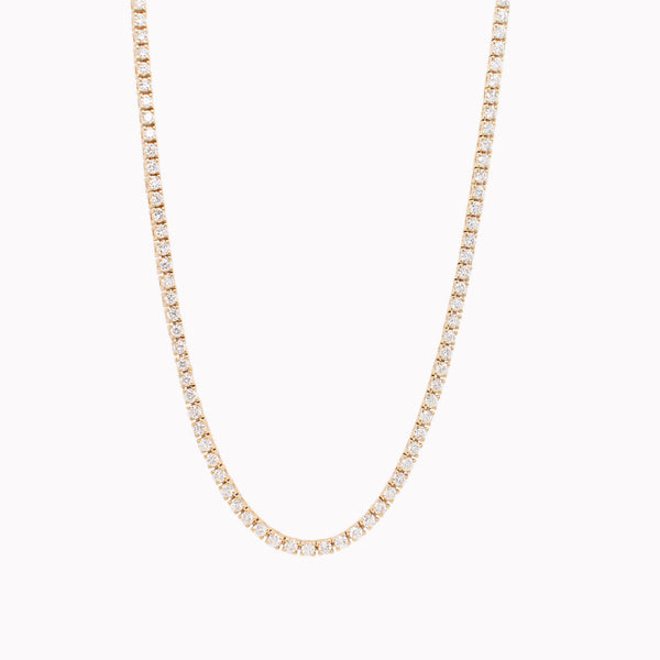 Yellow Gold Diamond Tennis Necklace 5.42ct