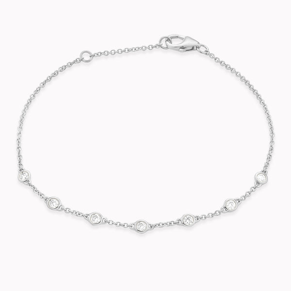 White Gold Bezel Station Diamond Bracelet