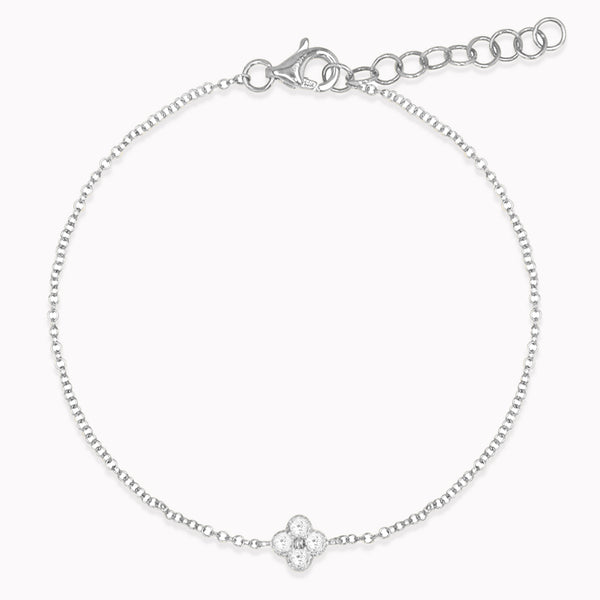 White Gold Diamond Clover Bracelet