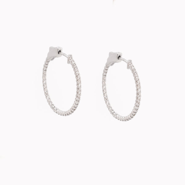 White Gold Diamond Echo 25mm Hoop Earrings