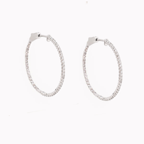 White Gold Diamond Echo 30mm Hoop Earrings