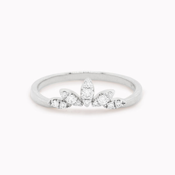 White Gold Diamond Petal Ring .31ct
