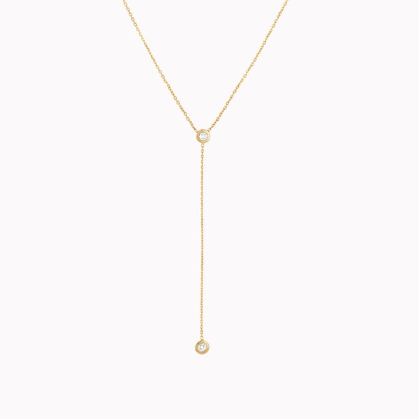 Bezel Set Diamond Lariat Necklace