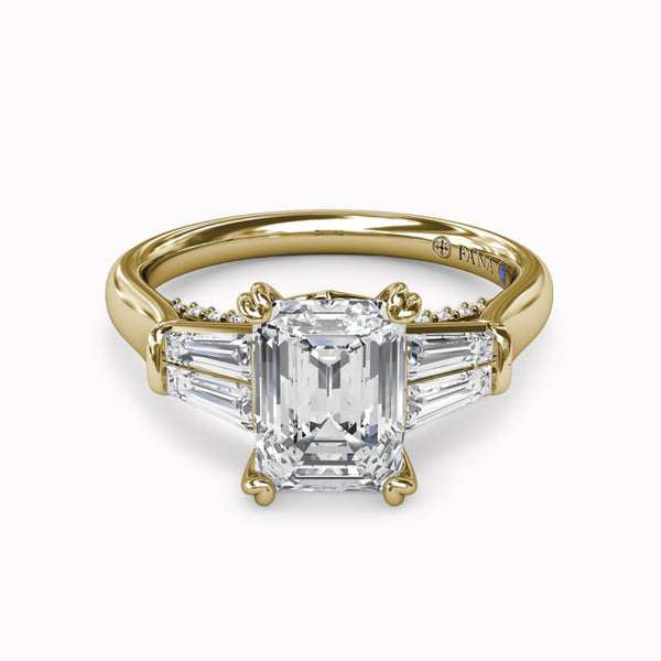 Tapered Baguette Side Stones & Hidden Arched Halo Engagement Ring Setting