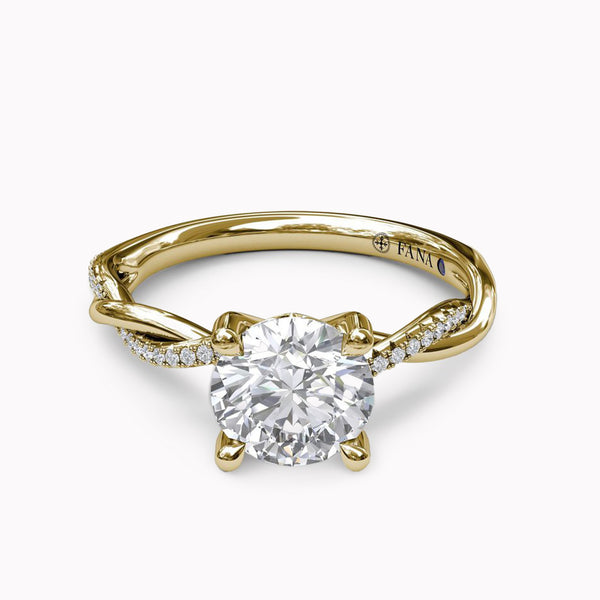 Gold & Diamond Prong-Set Twisted Engagement Ring Setting