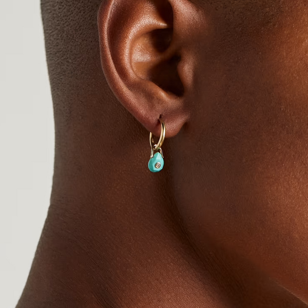 Orso Creole Turquoise Huggie Charm Earrings